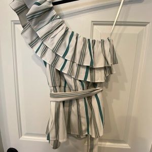 Ann Taylor One Shoulder Ruffle Top
